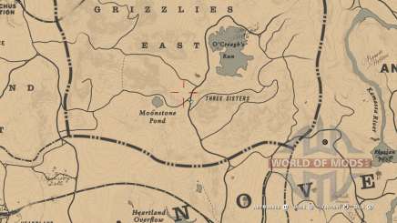 Карта нахождения лошади Бьюэл в RDR 2