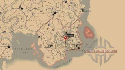 Карта локации книги Хозии в RDR 2