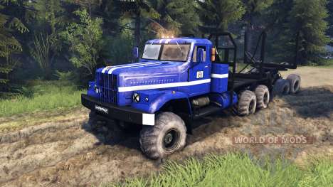КрАЗ-255Б в синем окрасе -KrAZ Power 8- для Spin Tires