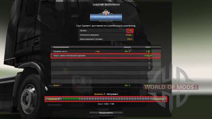 Мод на опыт и деньги v1.2 для Euro Truck Simulator 2