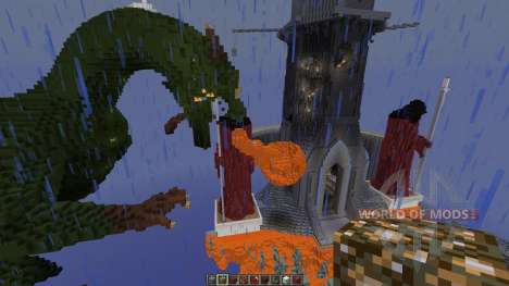 A dragon attack an old tower для Minecraft