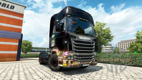 Скин Sticker Bombs на тягач Scania для Euro Truck Simulator 2