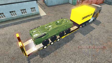 Низкорамный полуприцеп с бронетранспортёром для Euro Truck Simulator 2