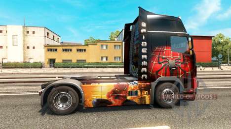 Скин Spiderman на тягач Volvo для Euro Truck Simulator 2