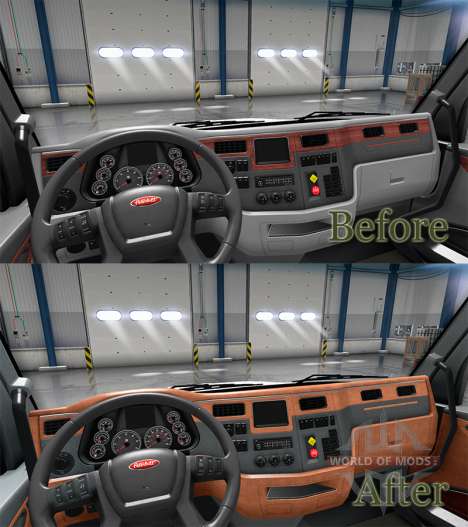 Обновлённый интерьер в Peterbilt 579 для American Truck Simulator