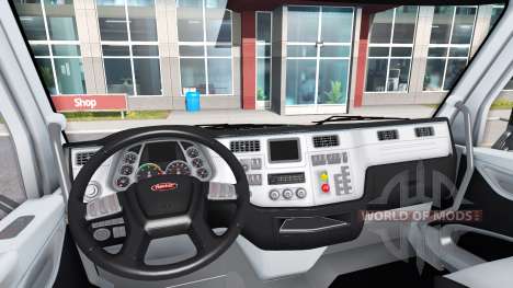 Чёрно-белый интерьер в Peterbilt 579 для American Truck Simulator