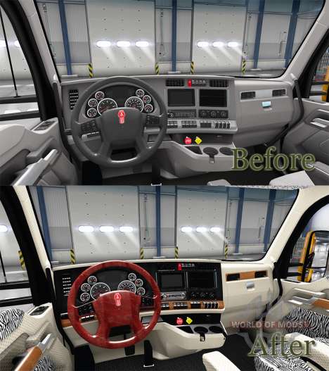 Новые окрасы интерьеров Kenworth T680 для American Truck Simulator