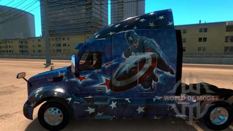 Скин Captain America для грузовика Peterbilt 579 для American Truck Simulator
