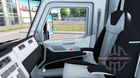 Чёрно-белый интерьер в Peterbilt 579 для American Truck Simulator