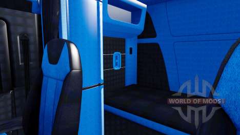 Чёрно-синий интерьер в Peterbilt 579 для American Truck Simulator