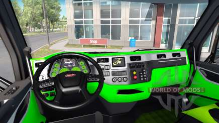 Неоновый зеленый окрас интерьера Peterbilt 579 для American Truck Simulator