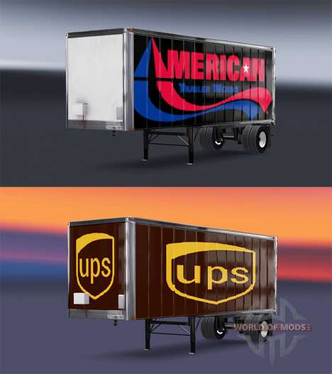 Скины UPS и American Trailer Works на полуприцеп для American Truck Simulator