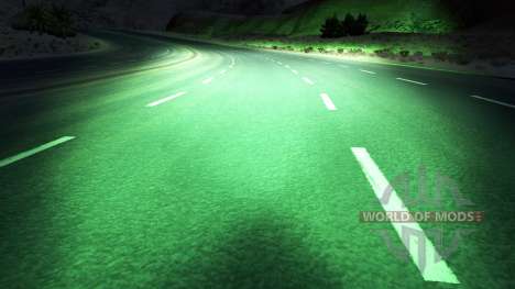Зелёный ксеноновый свет для American Truck Simulator