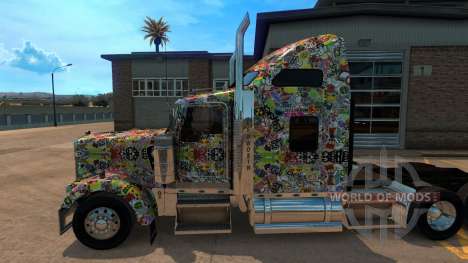 Sticker Bomb скин для Kenworth W900 для American Truck Simulator