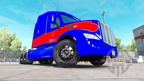 Красно-синий скин на тягач Peterbilt для American Truck Simulator
