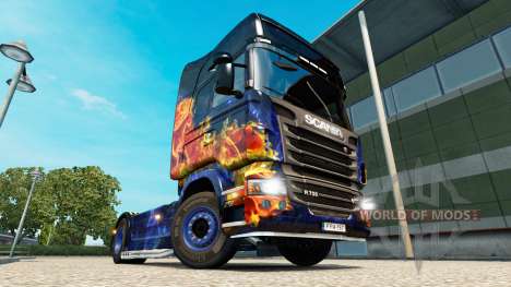 Скин Blue Fire на тягач Scania для Euro Truck Simulator 2