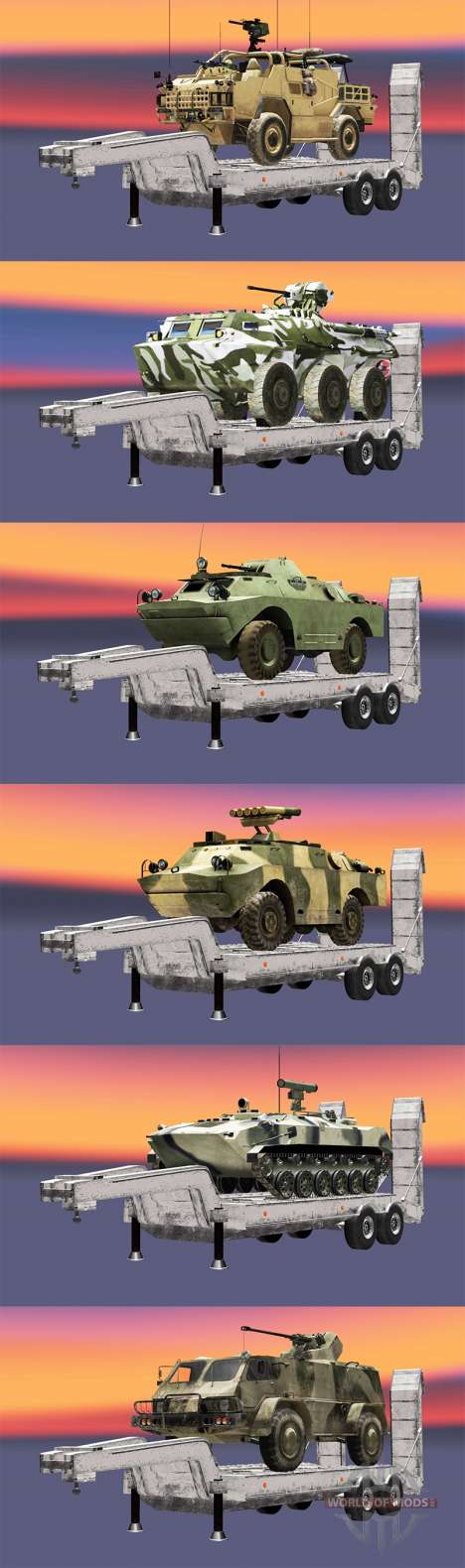Полуприцепы с военной техникой v1.1 для Euro Truck Simulator 2