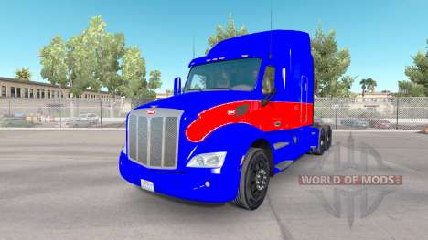 Красно-синий скин на тягач Peterbilt для American Truck Simulator