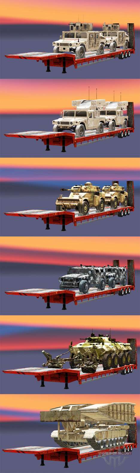 Полуприцепы с военной техникой v1.1 для Euro Truck Simulator 2