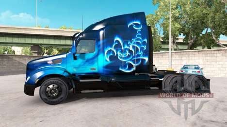 Скин Scorpio Blue на тягач Peterbilt для American Truck Simulator