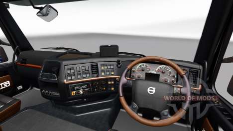 Чёрно-коричневый интерьер Volvo для Euro Truck Simulator 2