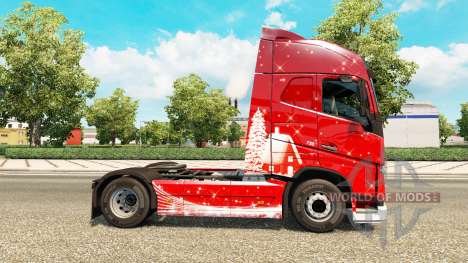 Скин Merry Christmas на тягач Volvo для Euro Truck Simulator 2