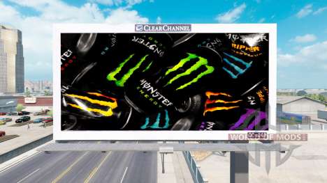 Реклама Monster Energy на билбордах для American Truck Simulator