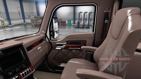Люксовый коричневый интерьер Kenworth T680 для American Truck Simulator