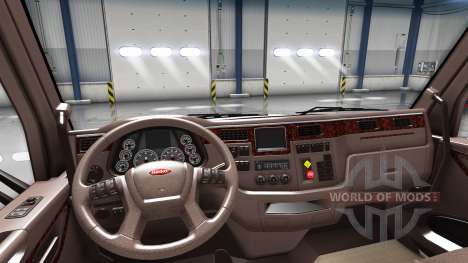 Люксовый коричневый интерьер Peterbilt 579 для American Truck Simulator