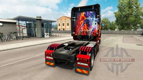 Скин Fire Girl на тягач Scania для Euro Truck Simulator 2