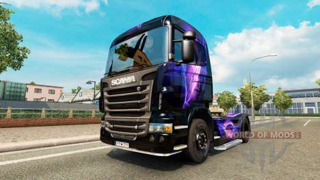 Скин Black and Purple на тягач Scania для Euro Truck Simulator 2