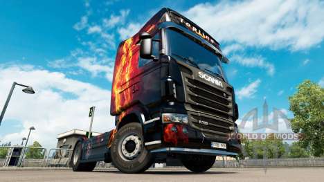 Скин Fire Girl на тягач Scania для Euro Truck Simulator 2