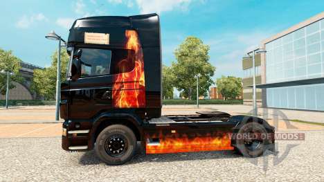 Скин Burning woman на тягач Scania для Euro Truck Simulator 2