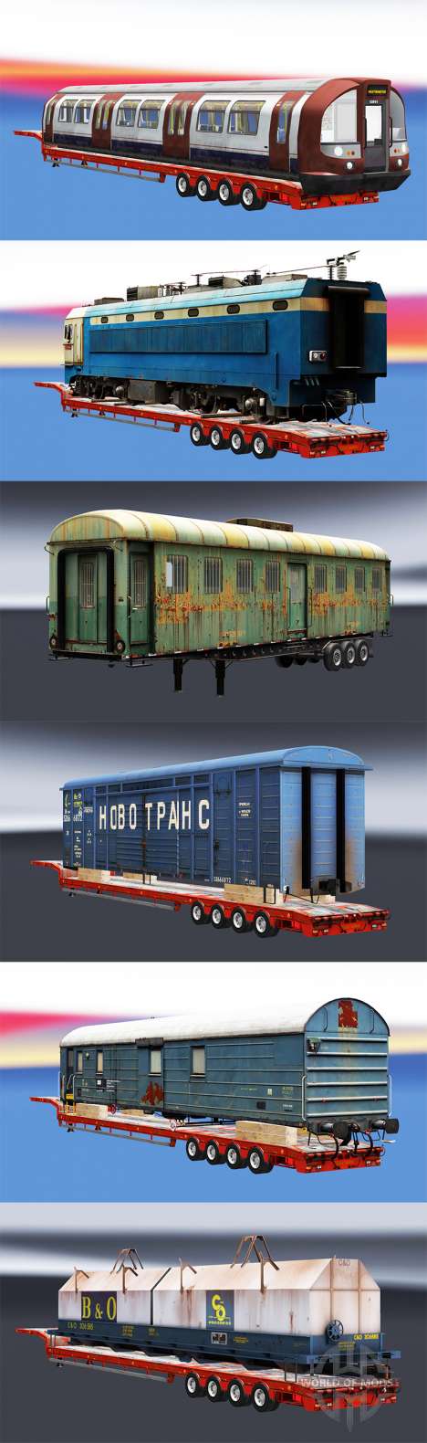 Полуприцепы с железнодорными составами v1.1 для Euro Truck Simulator 2