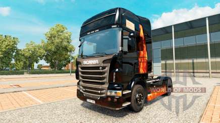 Скин Burning woman на тягач Scania для Euro Truck Simulator 2