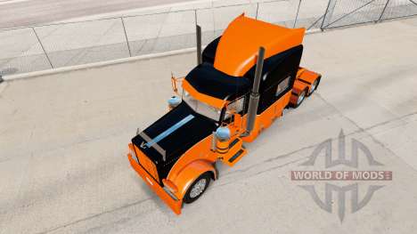 Скин Black and Orange на тягач Peterbilt 389 для American Truck Simulator