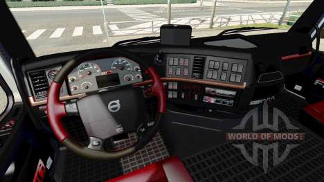 Чёрно-красный интерьер Volvo для Euro Truck Simulator 2