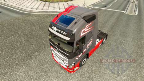 Скин Grey Red на тягач Volvo для Euro Truck Simulator 2