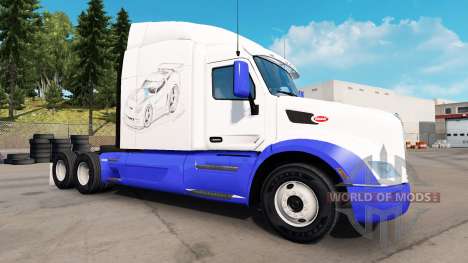 Скин Sketches Cars на тягач Peterbilt для American Truck Simulator