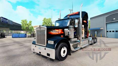 Скин USA на тягач Kenworth W900 для American Truck Simulator
