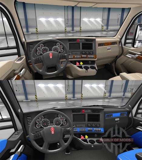 Синий интерьер Kenworth T680 для American Truck Simulator