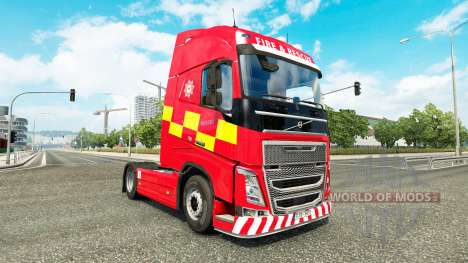 Скин Fire & Rescue на тягач Volvo для Euro Truck Simulator 2