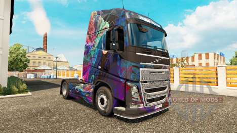 Скин Fractal Flame на тягач Volvo для Euro Truck Simulator 2