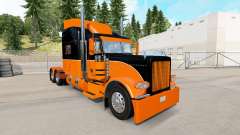 Скин Black and Orange на тягач Peterbilt 389 для American Truck Simulator