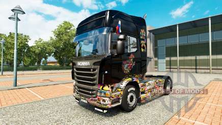 Скин Sticker Bomb на тягач Scania для Euro Truck Simulator 2