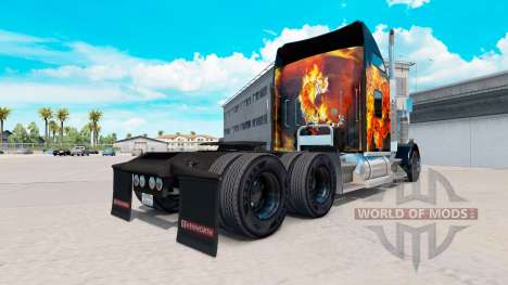 Скин Tigers In Flames на тягач Kenworth W900 для American Truck Simulator