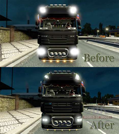Эффект от огней v2.0 для Euro Truck Simulator 2