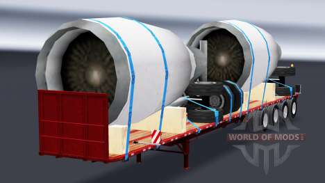 Полуприцеп-площадка с авиадвигателями для American Truck Simulator