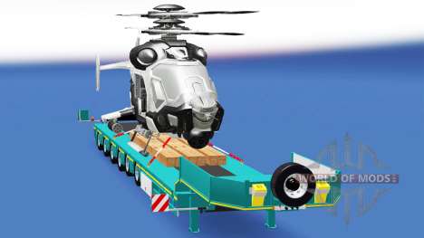 Низкорамный трал с грузом вертолёта AH-50 C.E.L. для American Truck Simulator