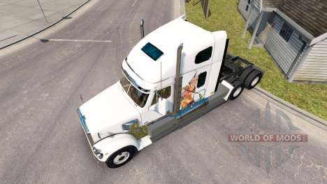Скин Anime fighting girls на тягач Freightliner для American Truck Simulator